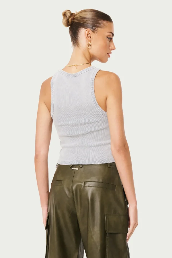 The Couture Club Tops-Acid Wash Ctre Rib Vest Top