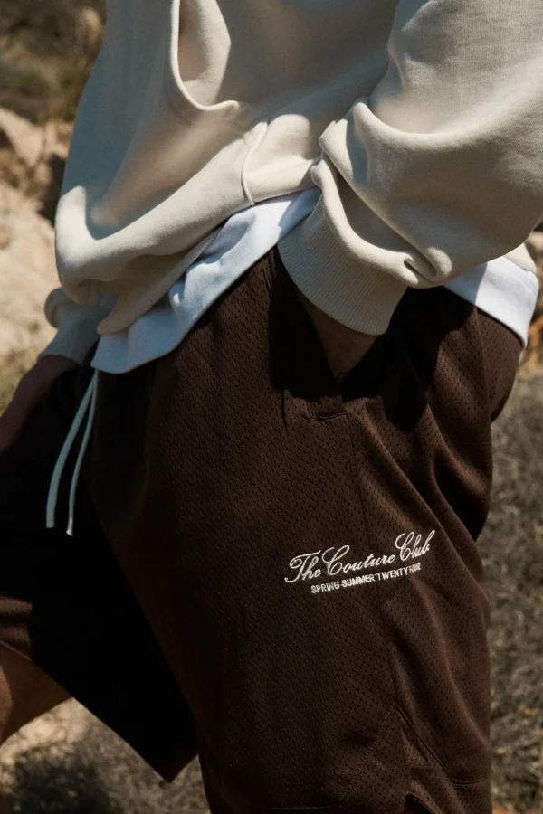 The Couture Club Shorts-Airtex Panelled Shorts