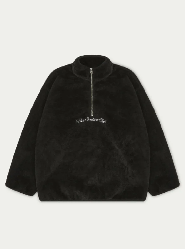 The Couture Club Coats & Jackets-Borg Quarter Zip Funnel Neck Jumper