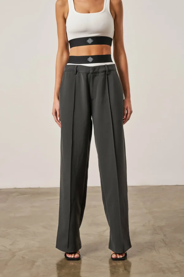 The Couture Club Co-Ords & Sets-Branded Elastic Double Layer Trousers