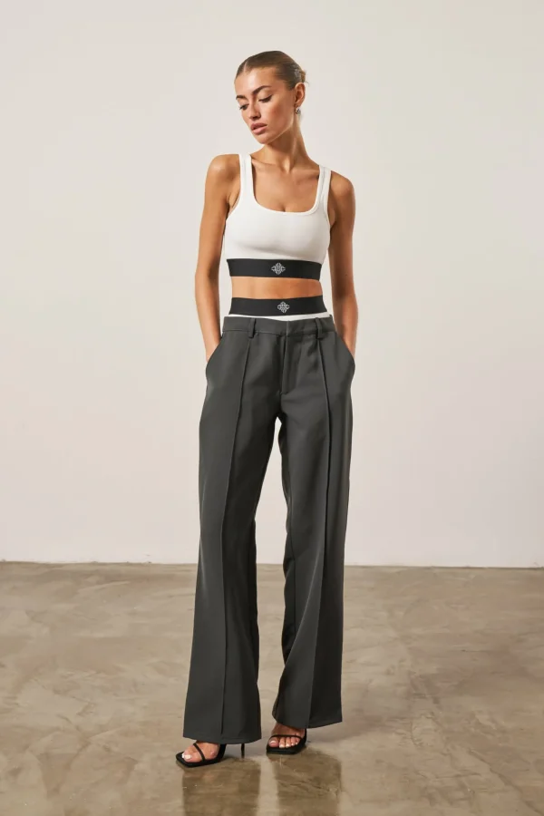 The Couture Club Co-Ords & Sets-Branded Elastic Double Layer Trousers