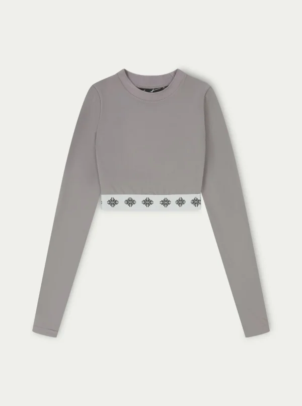 The Couture Club Tops-Branded Waistband Fitted Ribbed Top