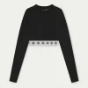 The Couture Club Tops-Branded Waistband Fitted Ribbed Top