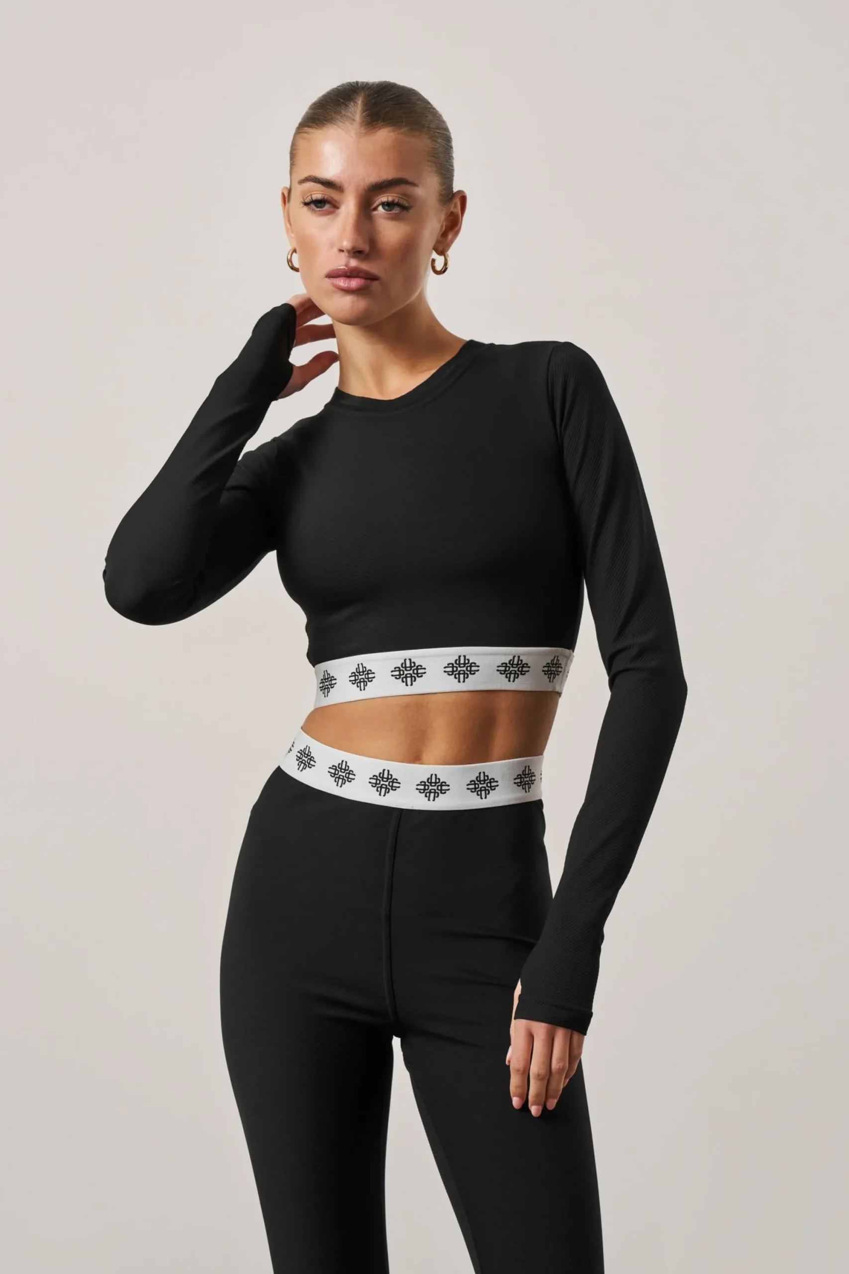 branded_waistband_fitted__1.webp The Couture Club Tops-Branded Waistband Fitted Ribbed Top