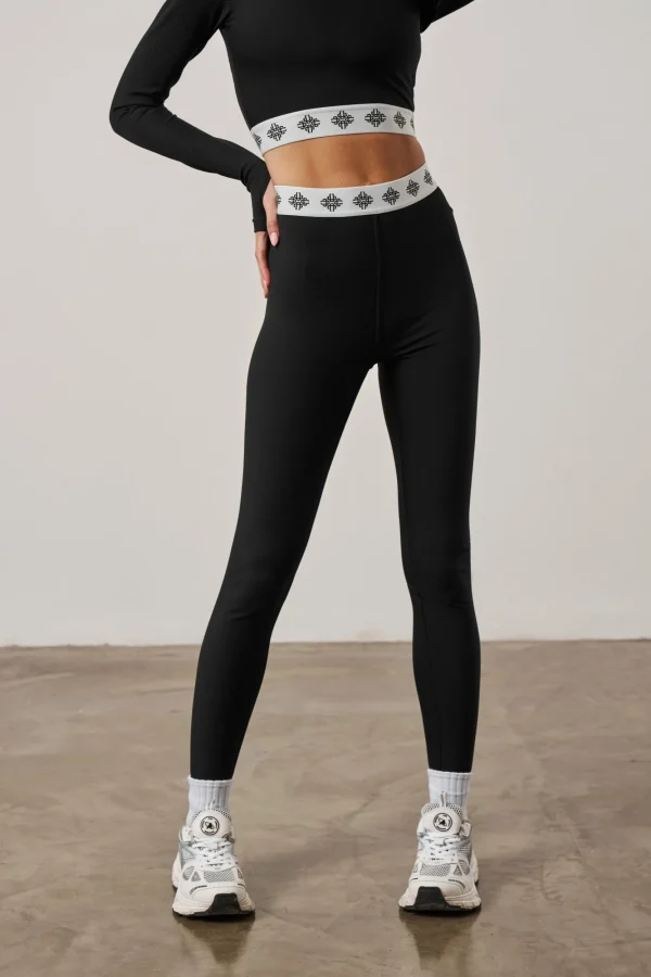 The Couture Club Co-Ords & Sets-Branded Waistband Ribbed Leggings