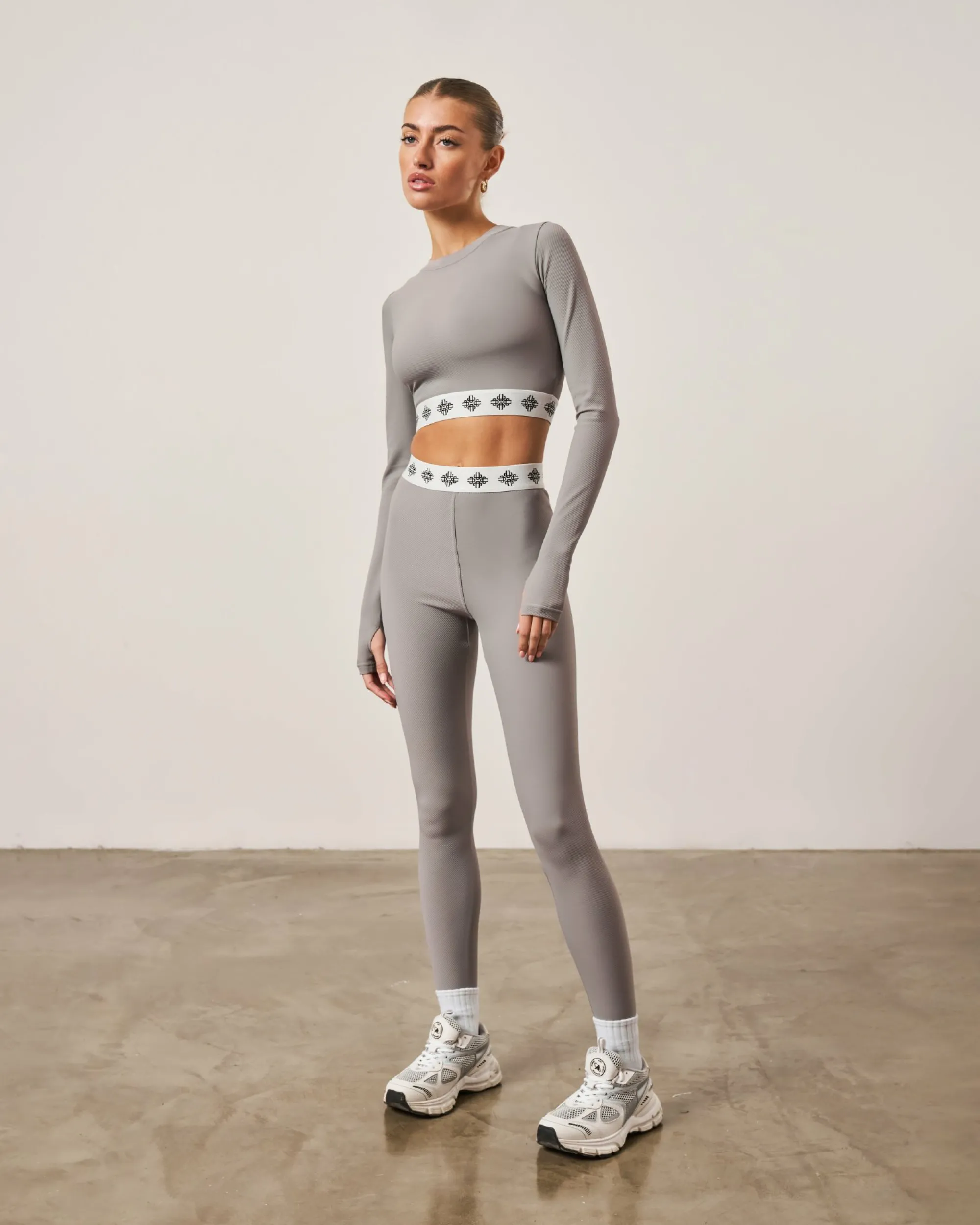 branded_waistband_ribbed__2-1.webp The Couture Club Co-Ords & Sets-Branded Waistband Ribbed Leggings
