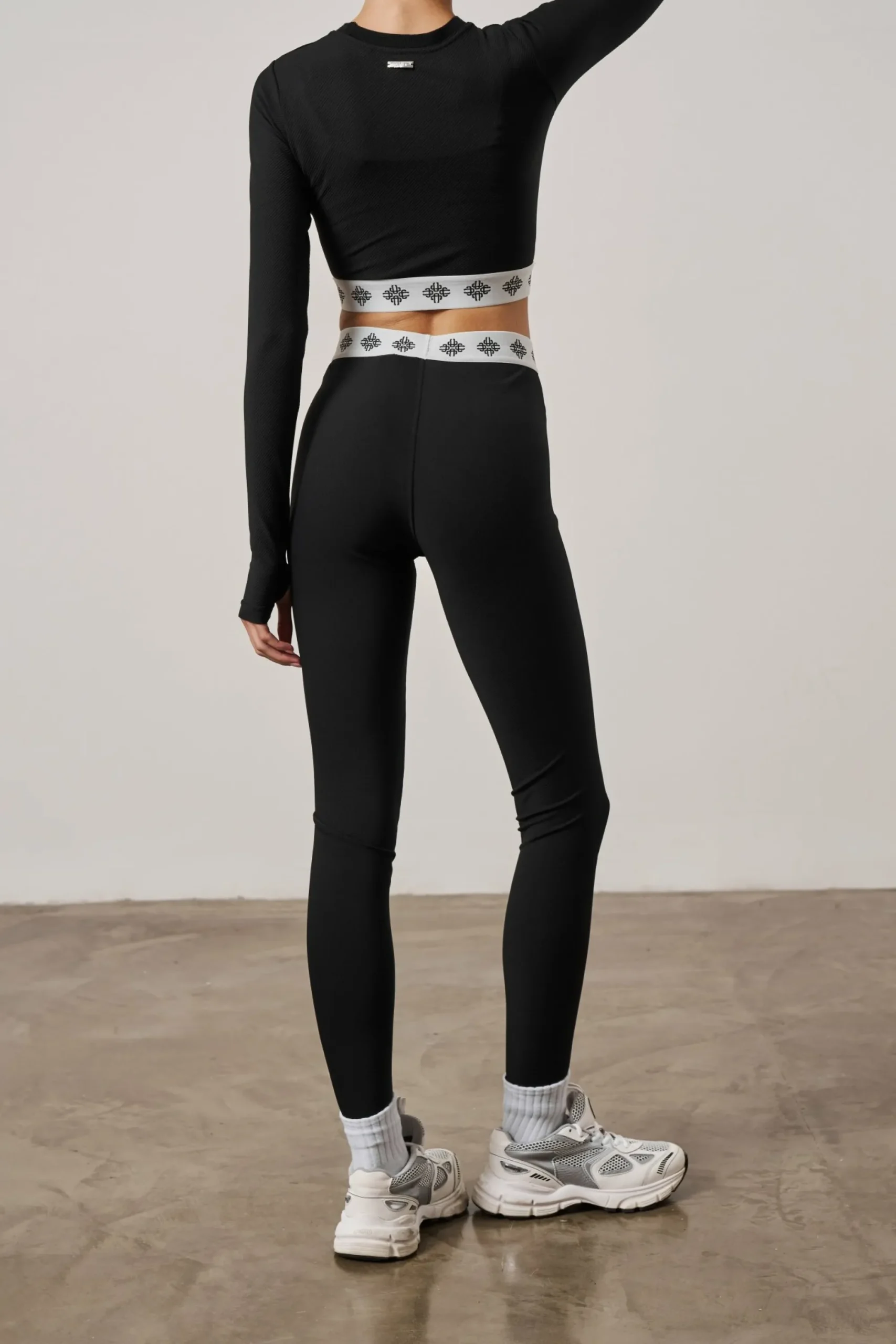 branded_waistband_ribbed__4.webp The Couture Club Co-Ords & Sets-Branded Waistband Ribbed Leggings