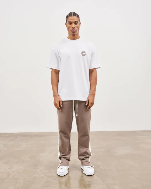 The Couture Club T-Shirts-Brown Cracked Print Emblem Relaxed T-Shirt
