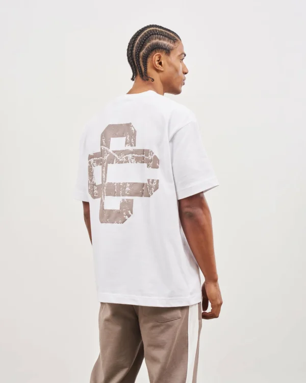 The Couture Club T-Shirts-Brown Cracked Print Emblem Relaxed T-Shirt