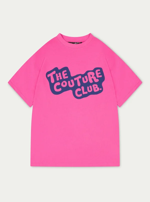 The Couture Club Tops-Bubble Logo Oversized T-Shirt