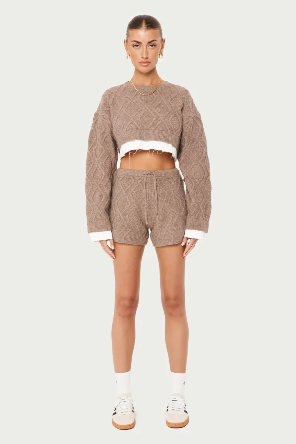 The Couture Club Shorts-Cable Knitted Shorts