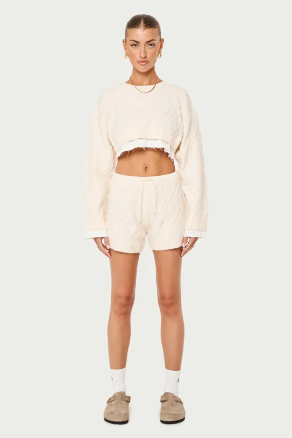 The Couture Club Shorts-Cable Knitted Shorts