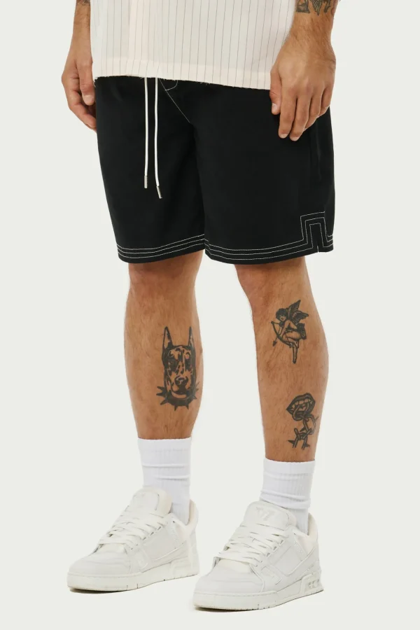 The Couture Club Shorts-Contrast Stitch Woven Shorts