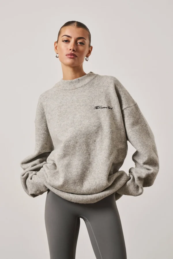 The Couture Club Sweatshirts-Couture Script Knitted Crew