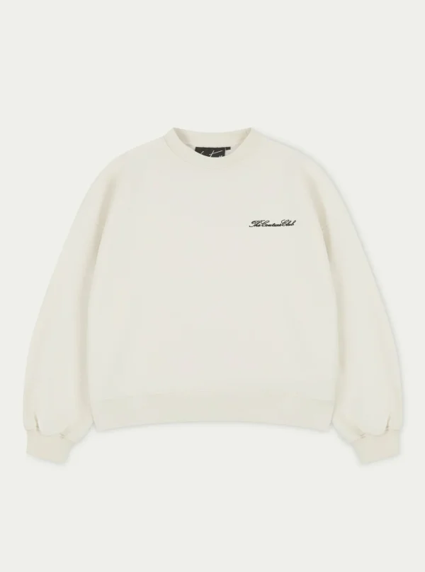The Couture Club Tracksuits-Couture Script Puff Sleeve Crew