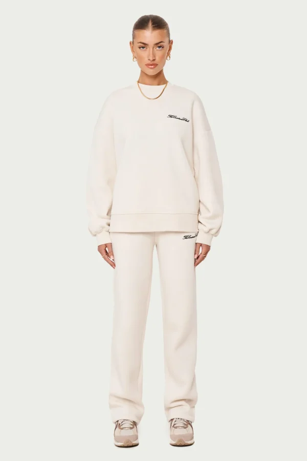 The Couture Club Tracksuits-Couture Script Puff Sleeve Crew