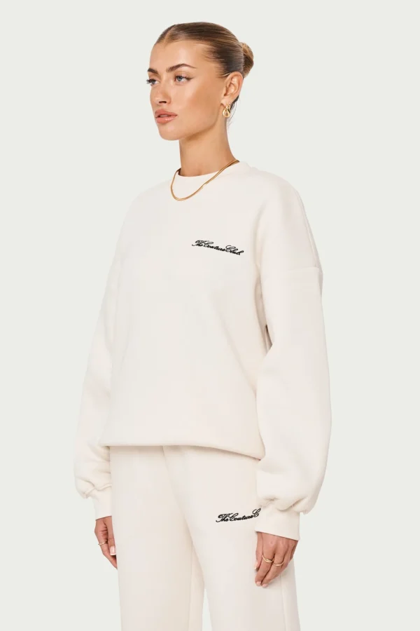 The Couture Club Tracksuits-Couture Script Puff Sleeve Crew