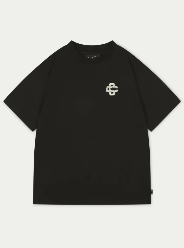 The Couture Club T-Shirts-Cracked Print Emblem Relaxed T-Shirt