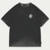The Couture Club T-Shirts-Cracked Print Emblem Relaxed T-Shirt