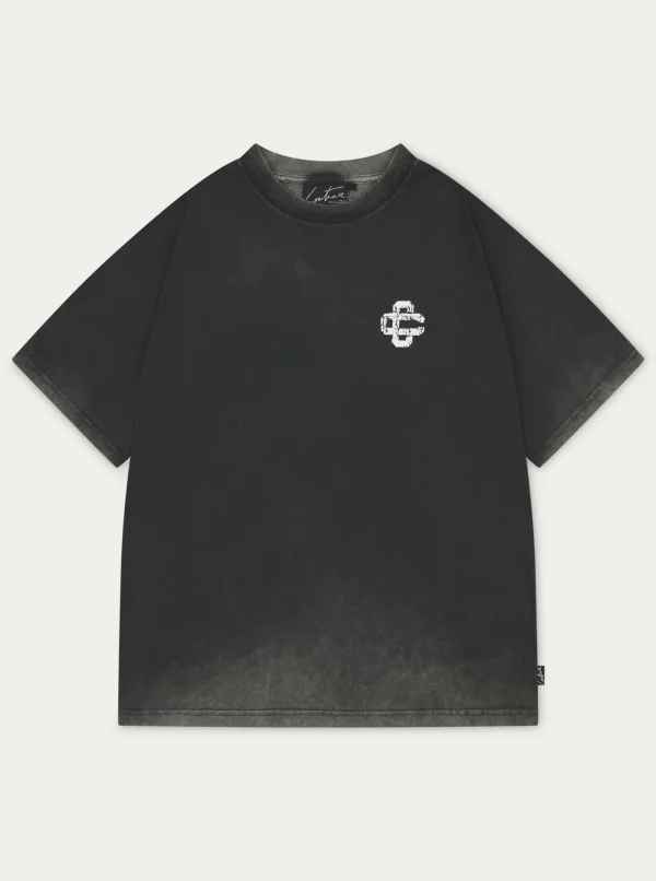 The Couture Club T-Shirts-Cracked Print Emblem Relaxed T-Shirt
