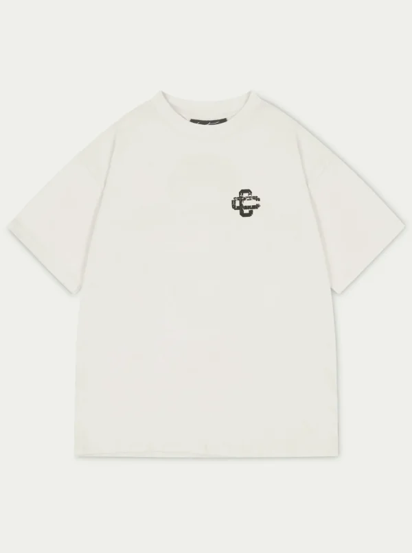 The Couture Club T-Shirts-Cracked Print Emblem Relaxed T-Shirt