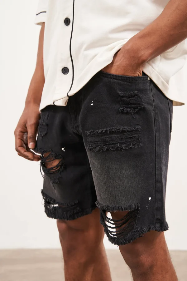 The Couture Club Shorts-Distressed Raw Hem Denim Shorts