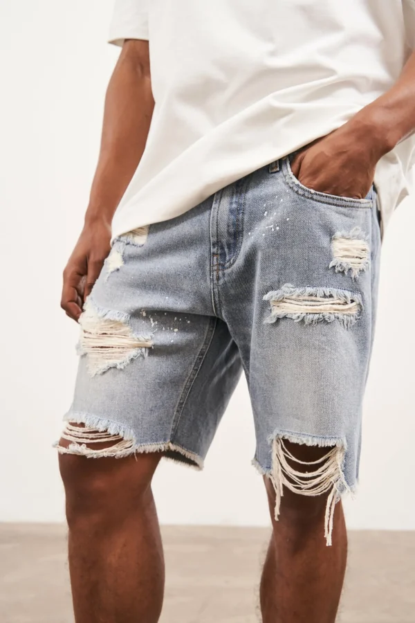 The Couture Club Shorts-Distressed Raw Hem Denim Shorts