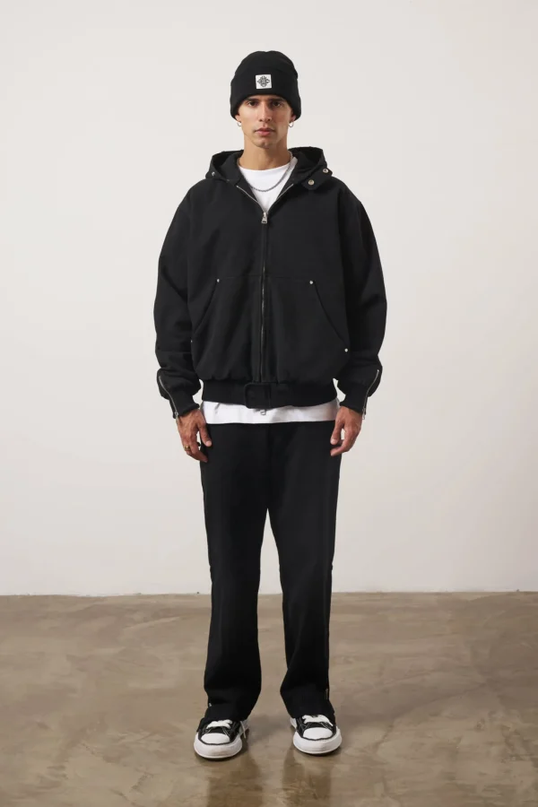 The Couture Club Coats & Jackets-Distressed Woven Canvas Hooded Jacket