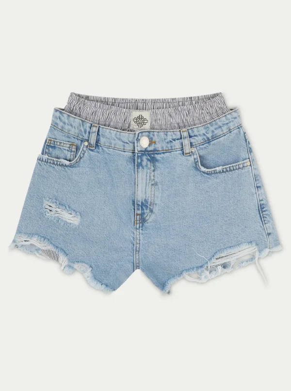 The Couture Club Shorts-Double Layer Boxer Denim Short