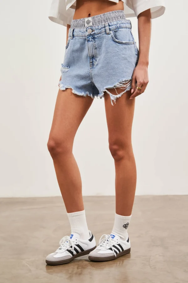 The Couture Club Shorts-Double Layer Boxer Denim Short