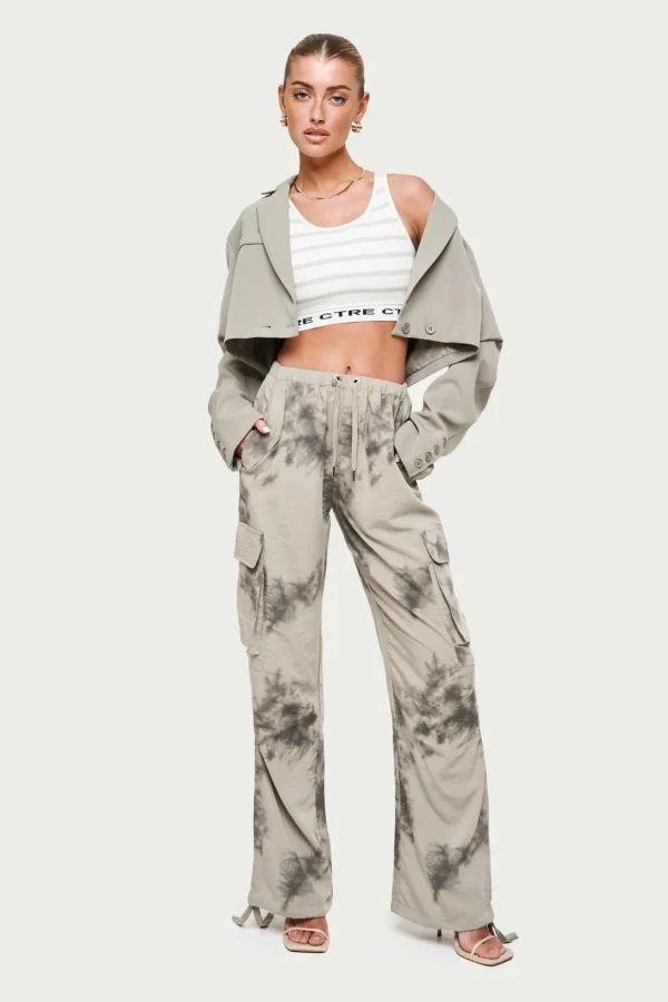 The Couture Club Bottoms-Draped Camo Oversized Cargos