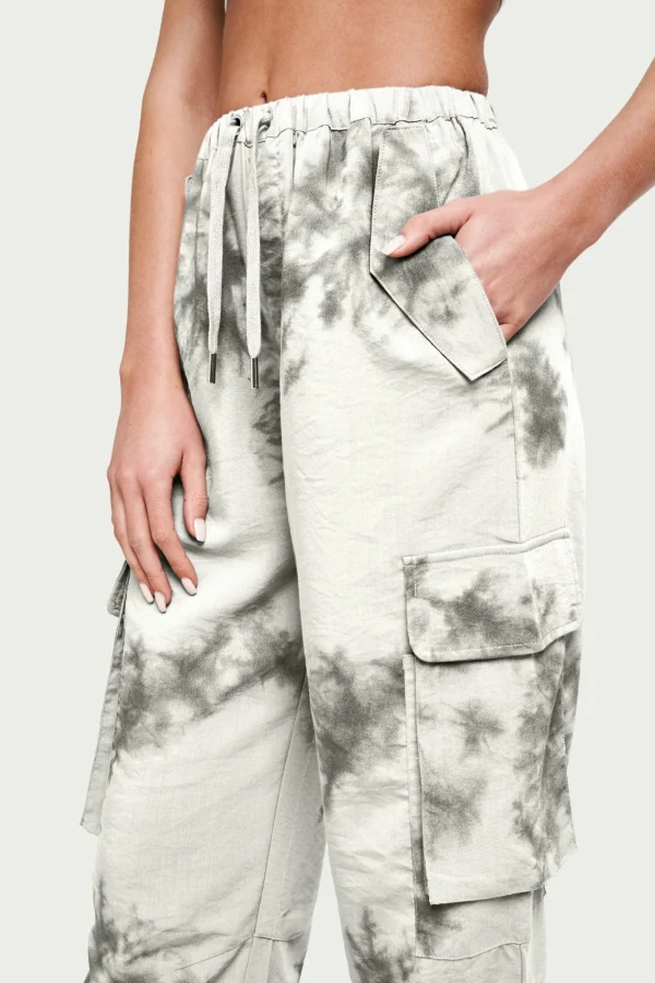 The Couture Club Bottoms-Draped Camo Oversized Cargos