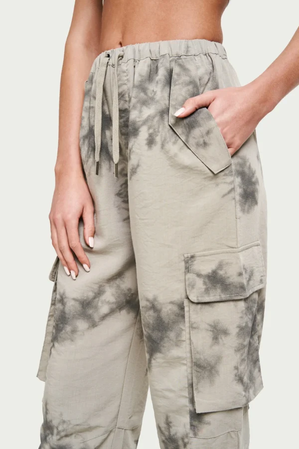 The Couture Club Bottoms-Draped Camo Oversized Cargos