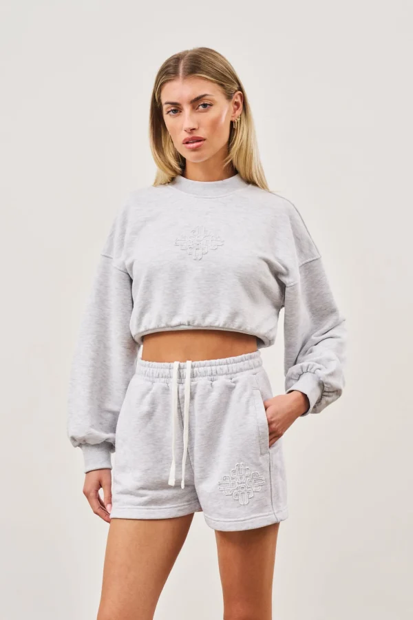 The Couture Club Shorts-Emblem Applique Jersey Shorts