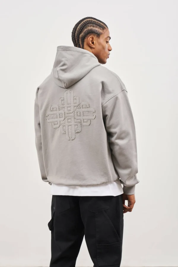 The Couture Club Hoodies-Emblem Embroidered Logo Zip Through Hoodie