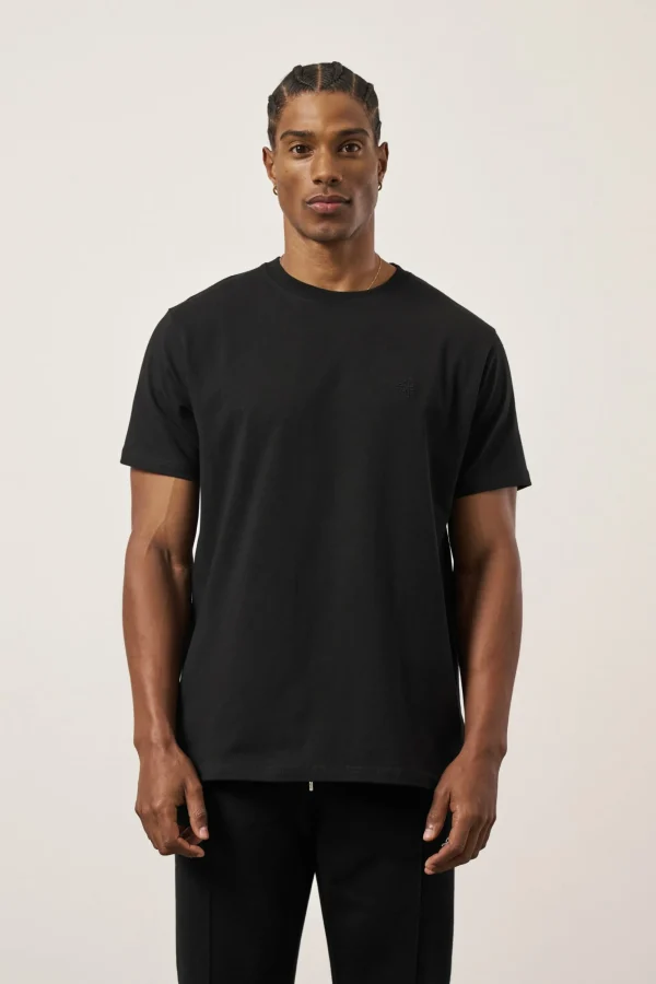 The Couture Club T-Shirts-Emblem Embroidered Slim Fit T-Shirt