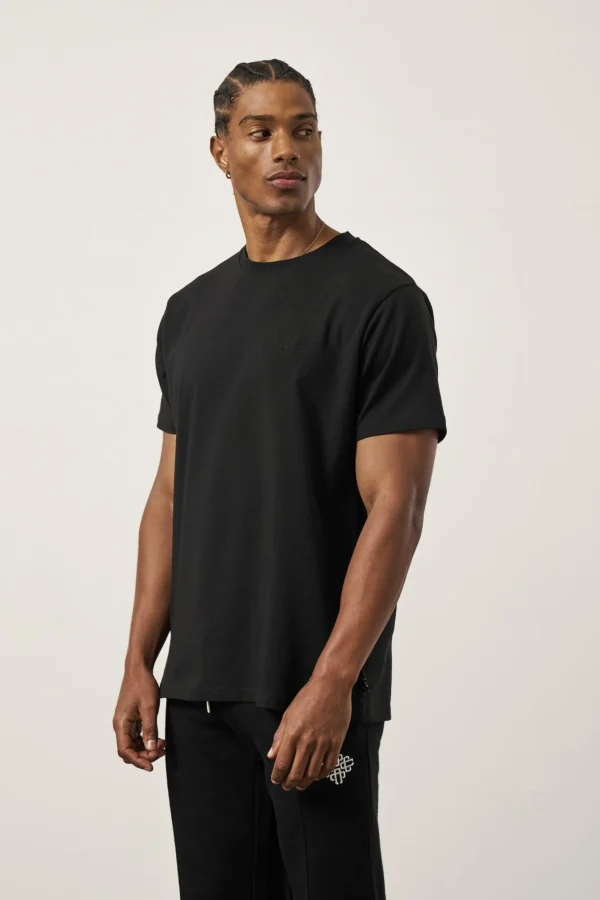 The Couture Club T-Shirts-Emblem Embroidered Slim Fit T-Shirt