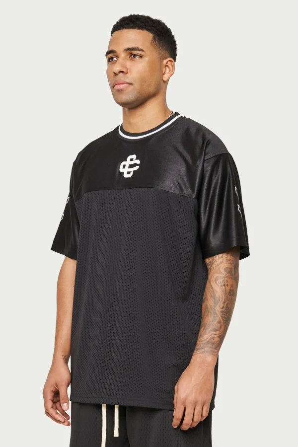 The Couture Club T-Shirts-Emblem Mesh Basketball T-Shirt