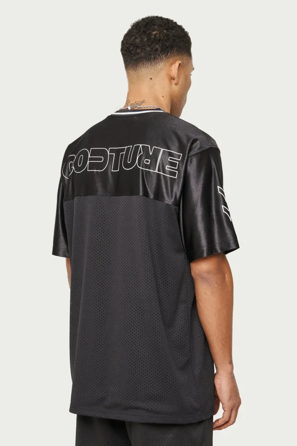 The Couture Club T-Shirts-Emblem Mesh Basketball T-Shirt