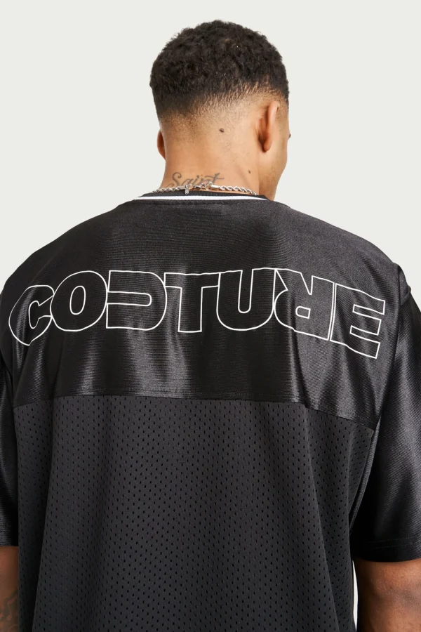 The Couture Club T-Shirts-Emblem Mesh Basketball T-Shirt