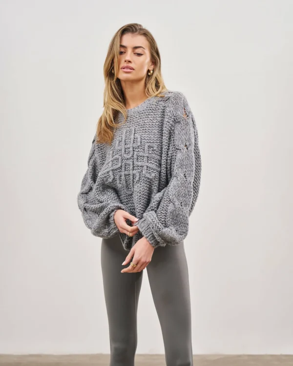 The Couture Club Sweatshirts-Emblem Oversized Knit Jumper