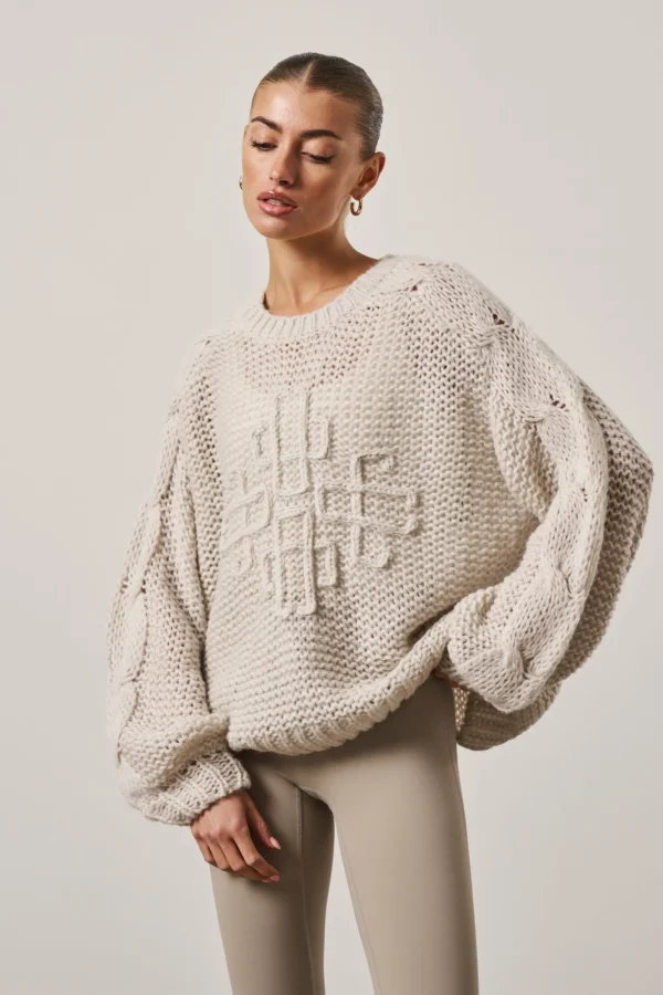 The Couture Club Sweatshirts-Emblem Oversized Knit Jumper