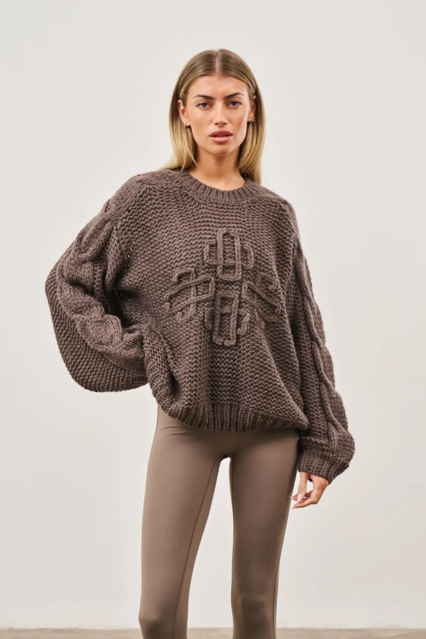 The Couture Club Sweatshirts-Emblem Oversized Knit Jumper