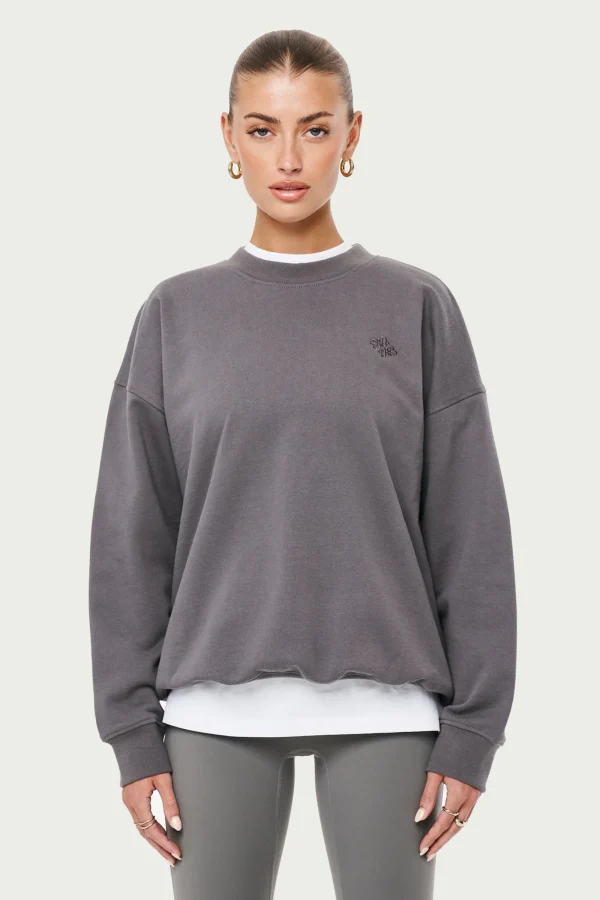 The Couture Club Sweatshirts-Emblem Oversized Sweatshirt