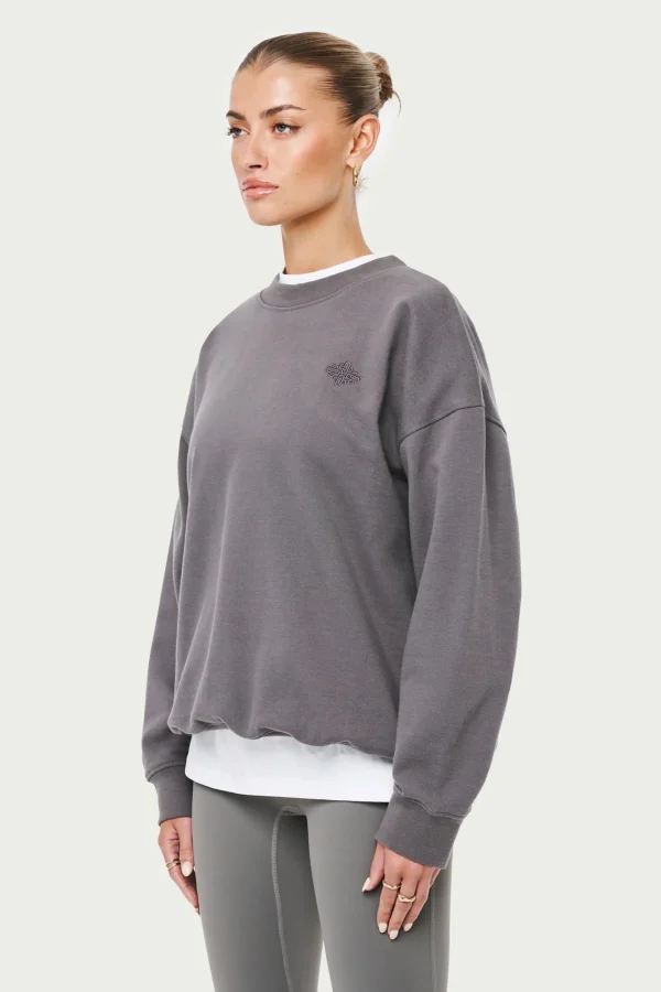 The Couture Club Sweatshirts-Emblem Oversized Sweatshirt