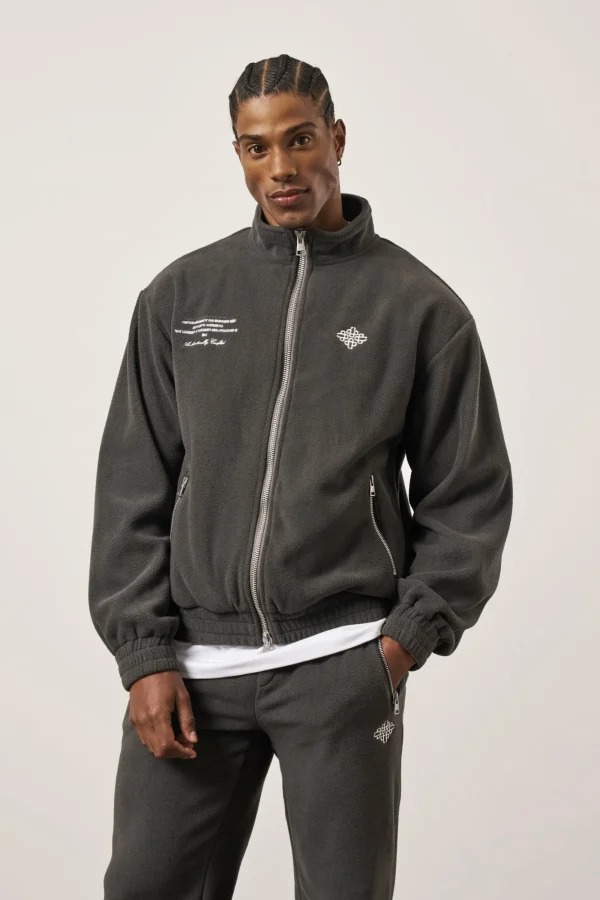 The Couture Club Tracksuits-Emblem Polar Fleece Zip Through Jacket