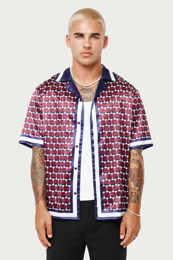 The Couture Club Shirts-Emblem Printed Resort Shirt