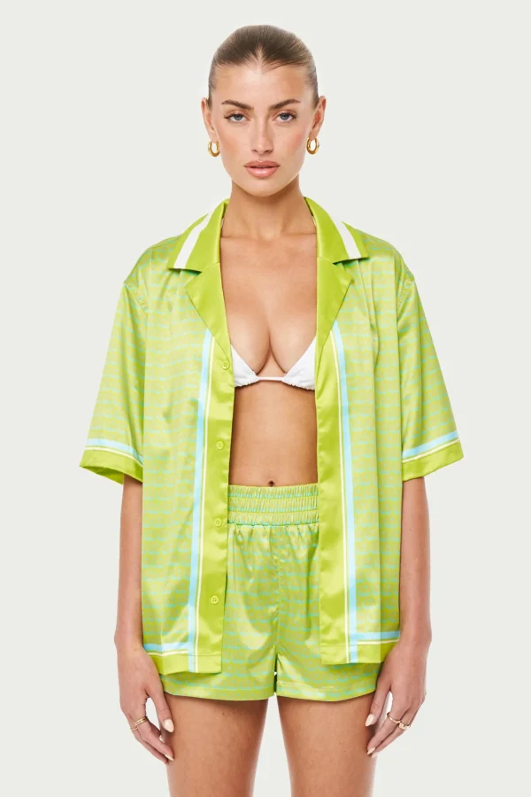 The Couture Club Co-Ords & Sets-Emblem Printed Resort Shirt