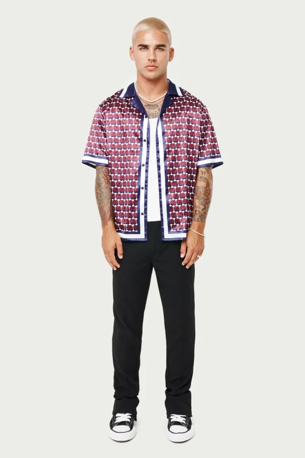The Couture Club Shirts-Emblem Printed Resort Shirt