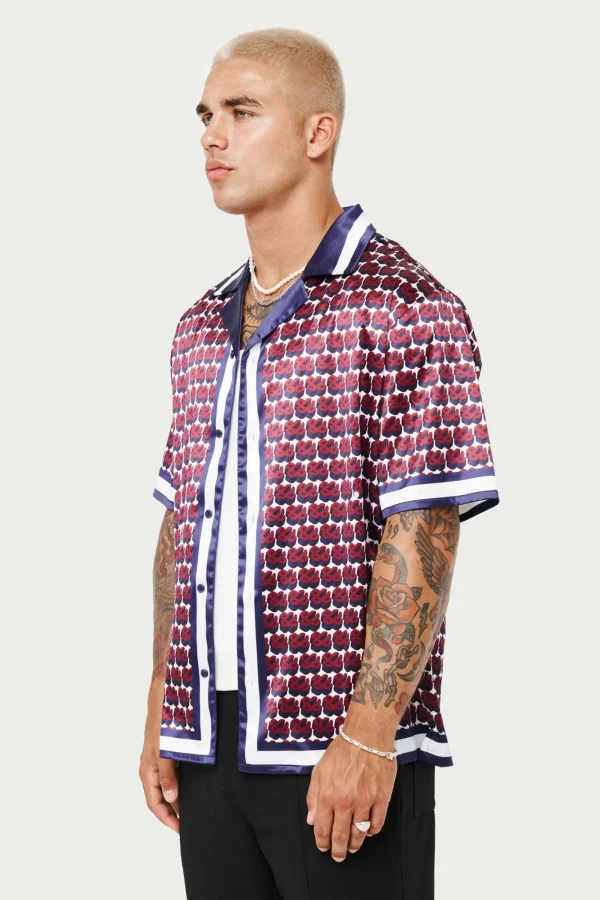 The Couture Club Shirts-Emblem Printed Resort Shirt